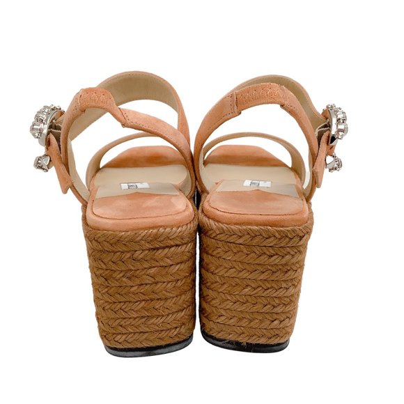 Jimmy Choo Caramel Suede Mirabelle Sandals with Crystal Buckle - Picture 5 of 10